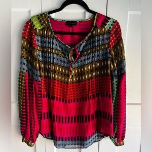 Hale Bob Silk Geometric Print Top, size small